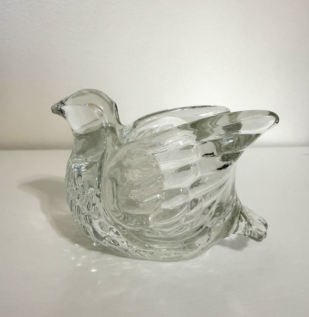 Avon 1978 glass Dove candle holder