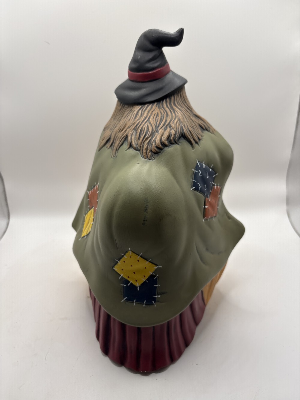 Ceramic Handpainted Witch on Jack O Lantern 10 inch tall x 7 inch As-is