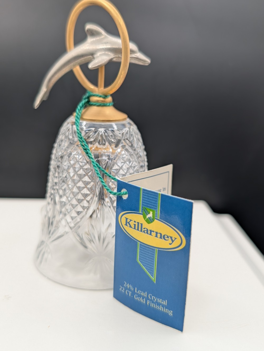 Vintage Seaworld Killarney Crystal Bell w/dolphin handle