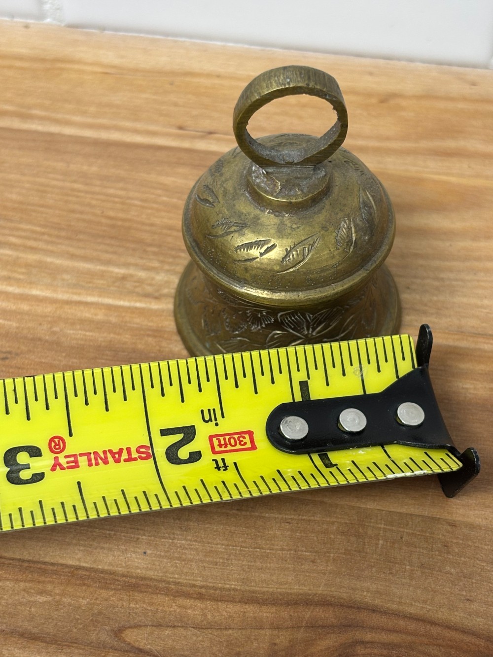 Brass Bell Vintage Etched Floral Hand Bell Cottagecore Decor