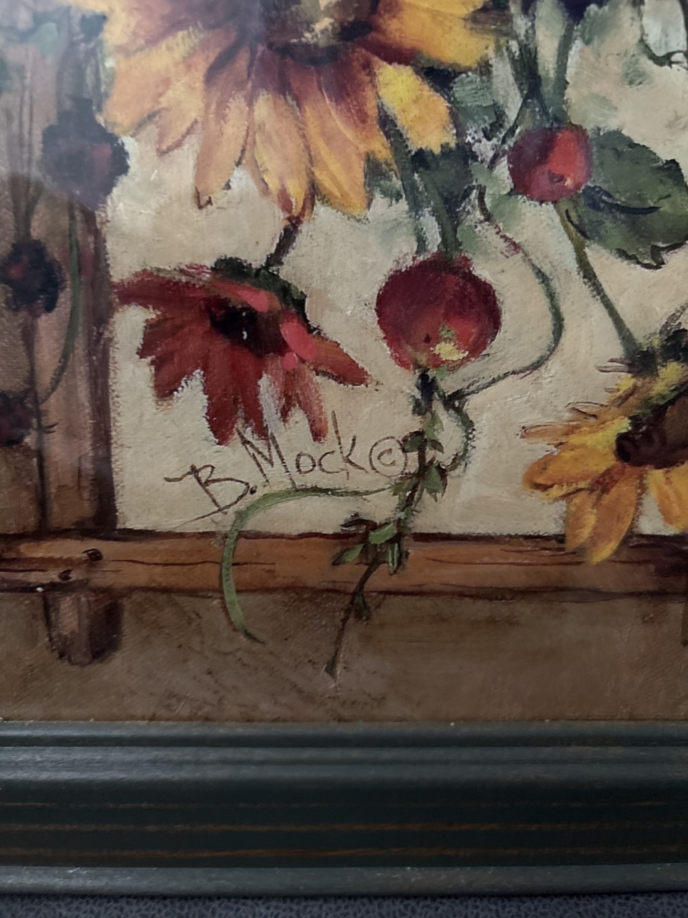 Home Interiors Barbara Mock Framed Sunflower ~12