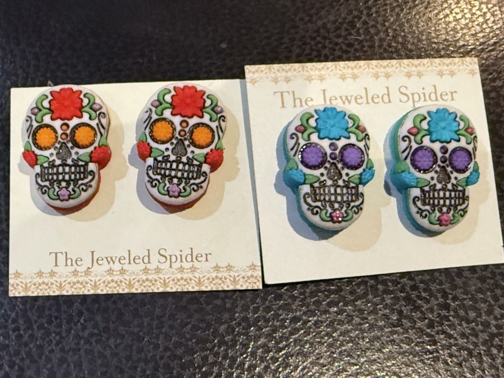 Stud Earrings - Sugar Skull, Day of the Dead