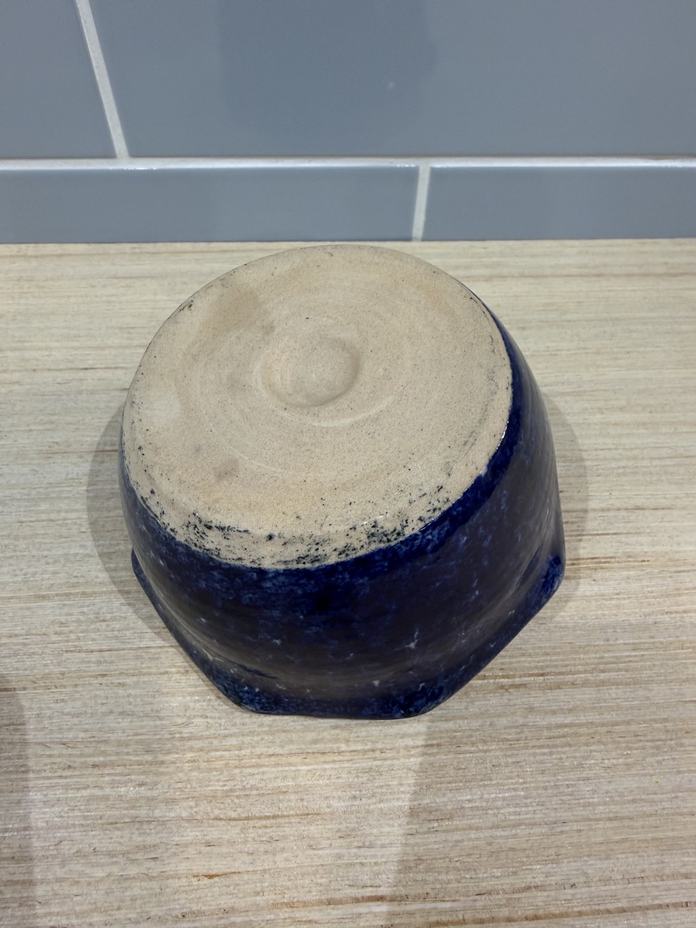 Studio Pottery Apple Baker - Blue