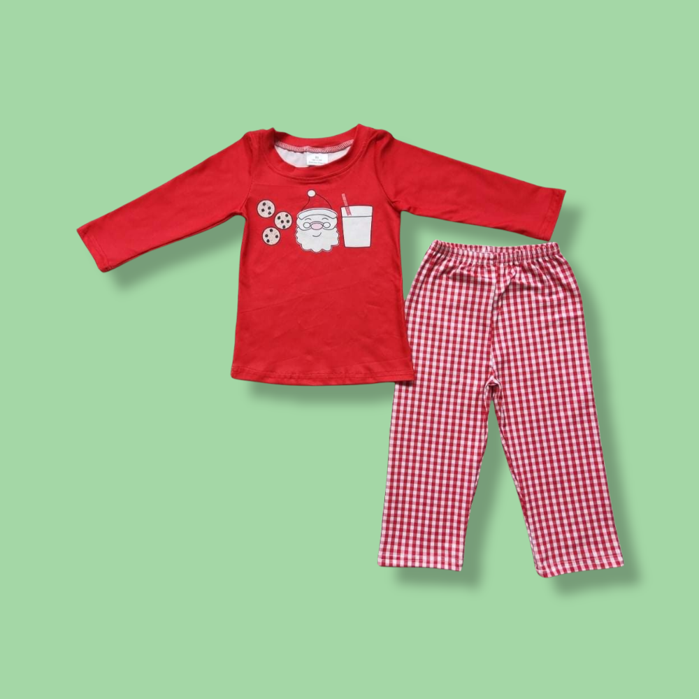 Milk & Cookies Santa Gingham Pant Set