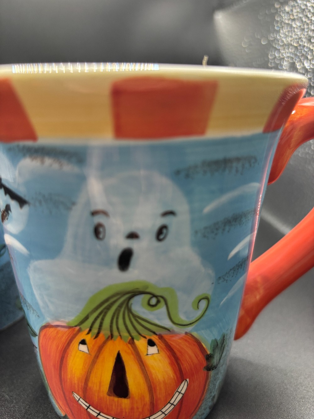 Halloween mug set black cat & ghost Jack-O-Lantern Wendy Bentley