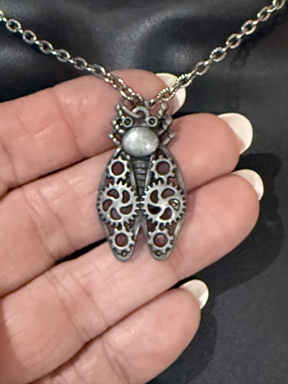 Pendant Necklace - Steampunk Insect in Pewter, Fly