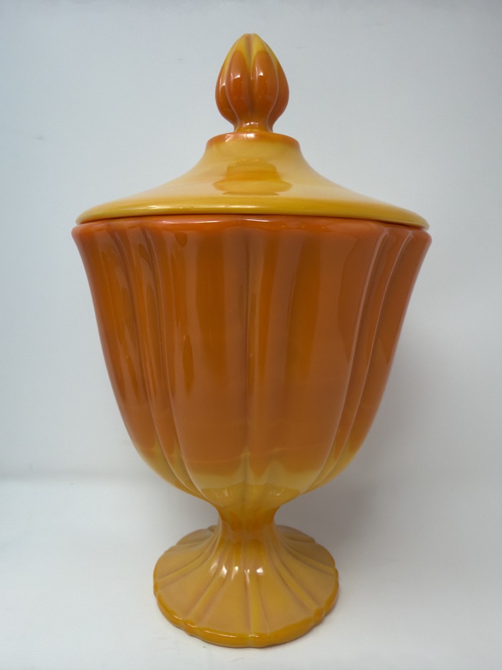 Vtg LE Smith Bittersweet Slag Glass Compote