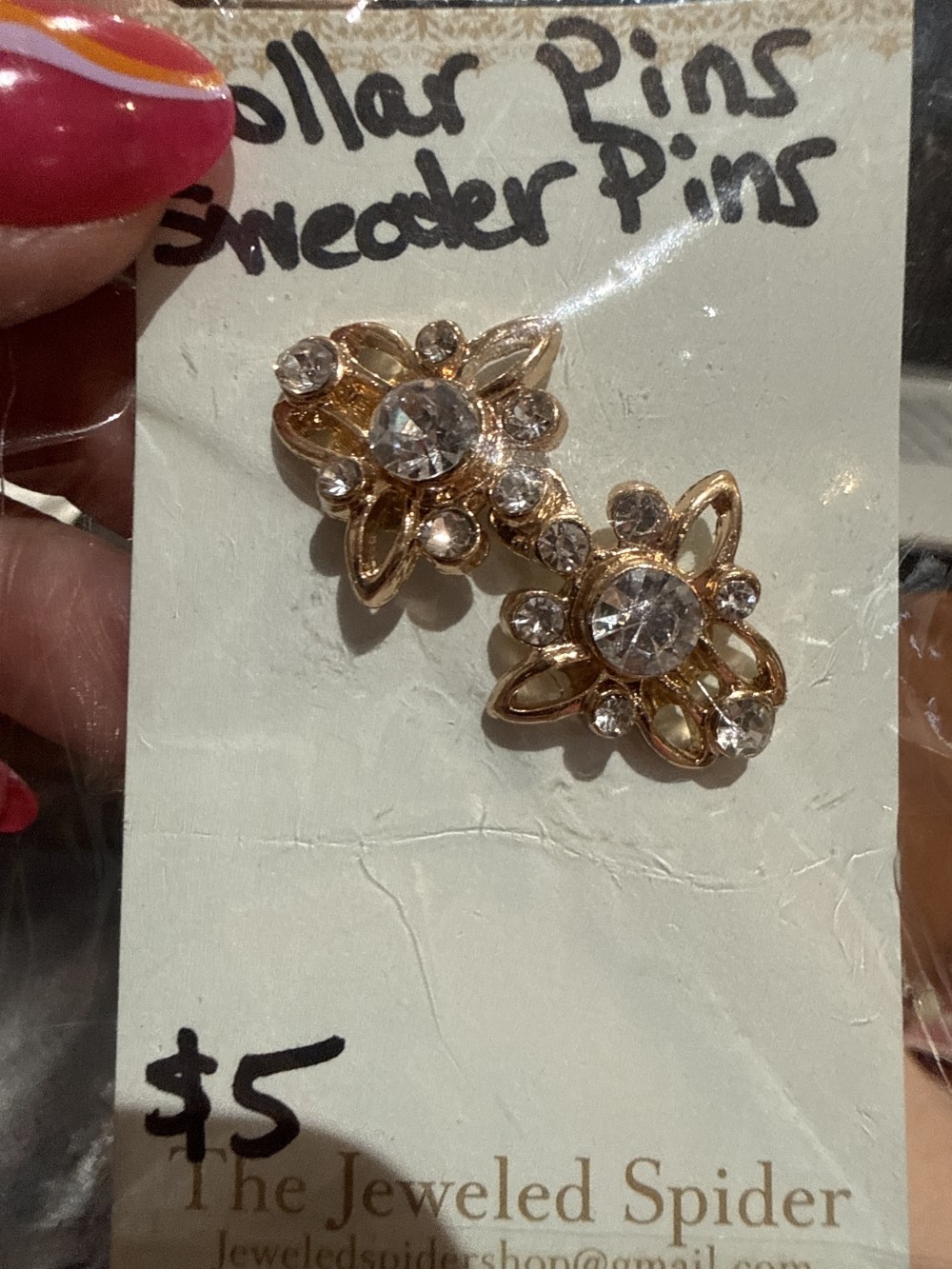 Collar Pins, Dress Pins, Sweater Pins - Rhinestone & Open Loops