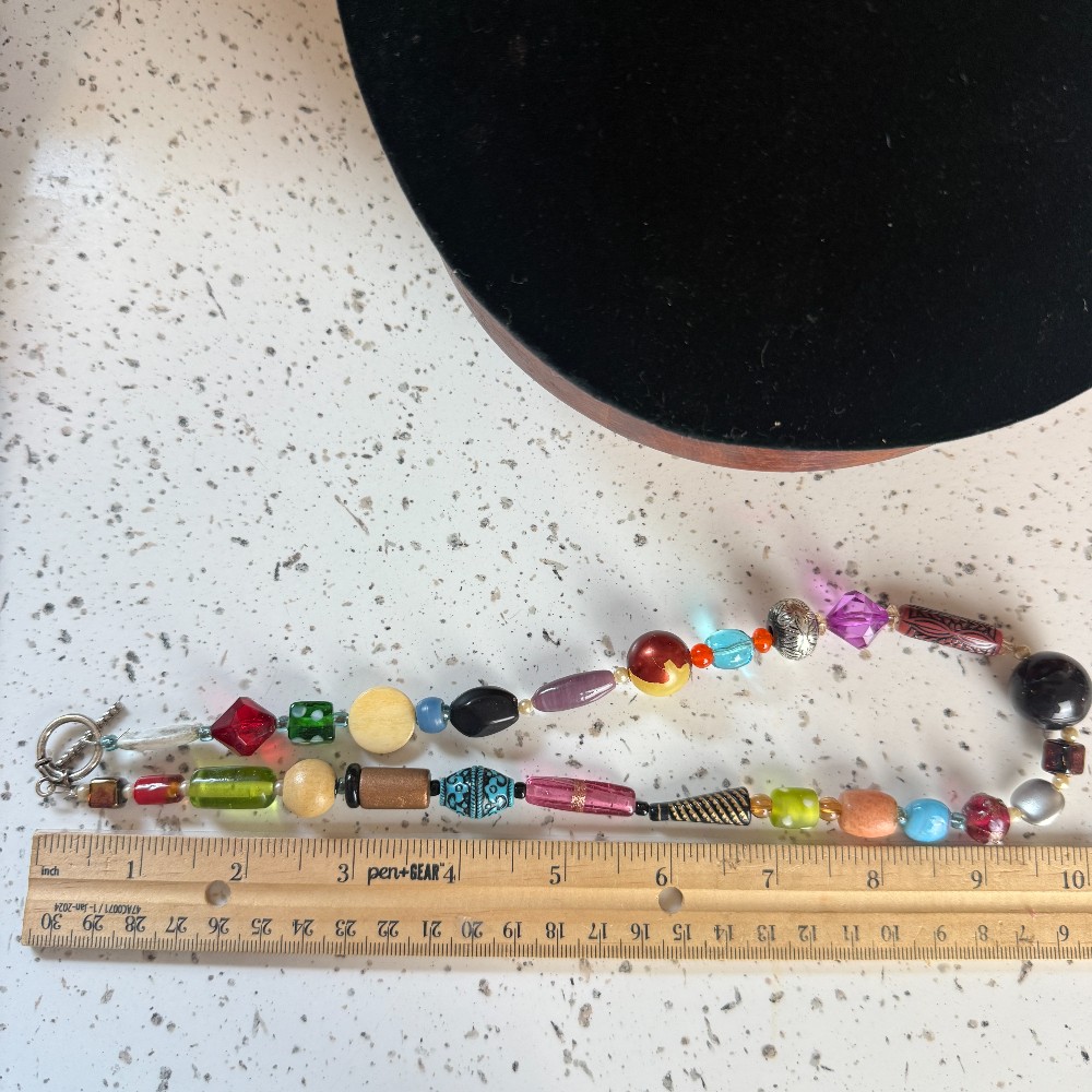 Vintage Mixed Bead Necklace With Toggle Clasp