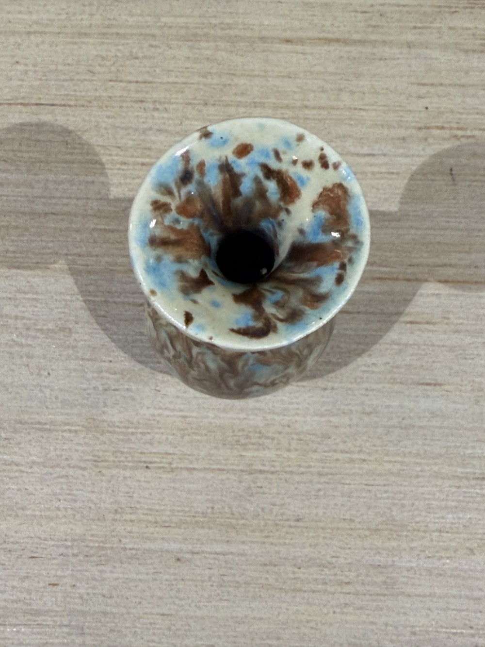 VTG Blue & Brown Drip-Glaze Bud Vase 6”
