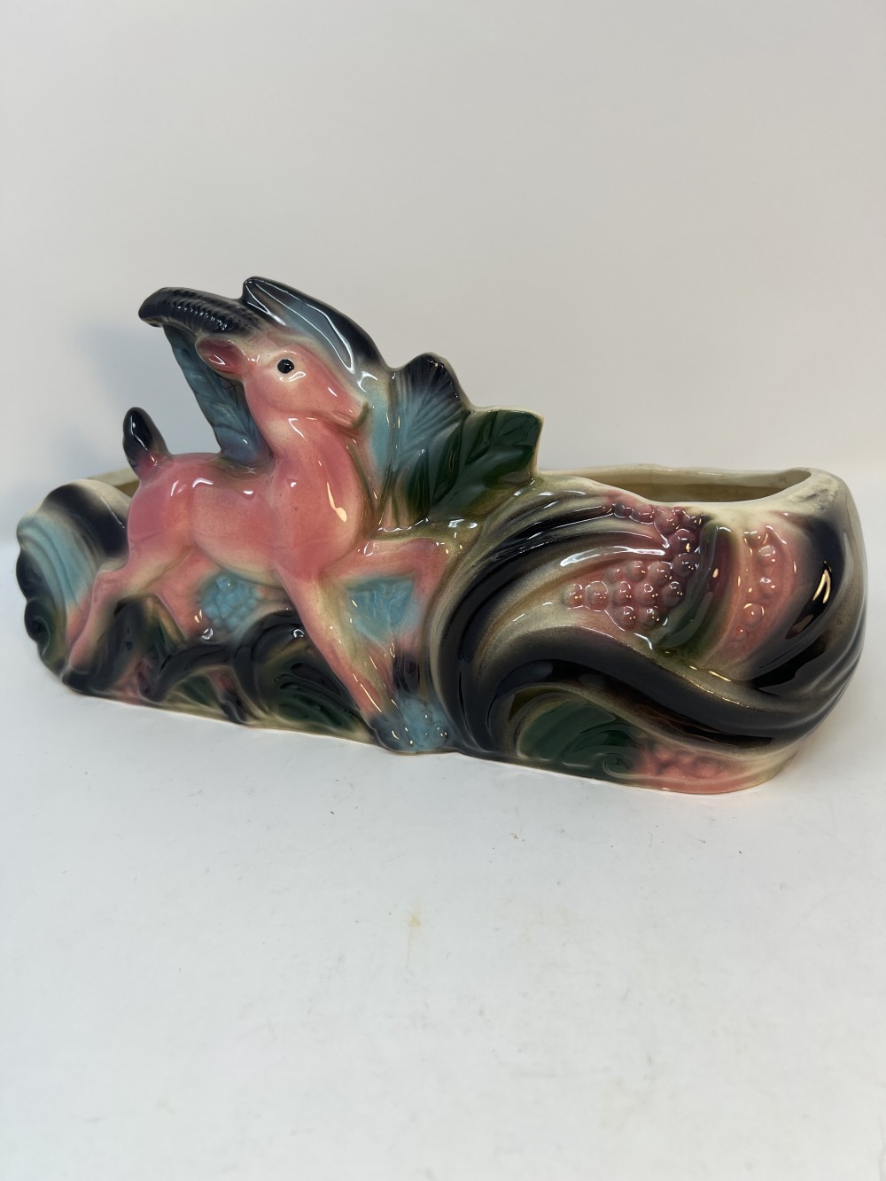 Art Deco Pink Gazelle Glazed Pottery