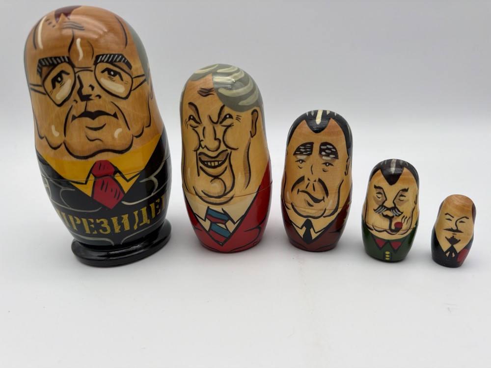 Vintage Russian Political Matryoshka Nesting Doll Set