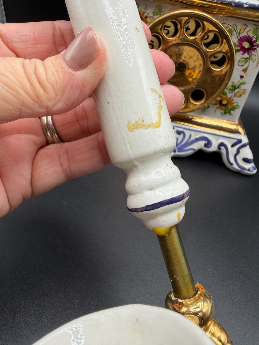 Vintage 1969 Cesare Italian Ceramic French Telephone Liquor Decanter - As Is