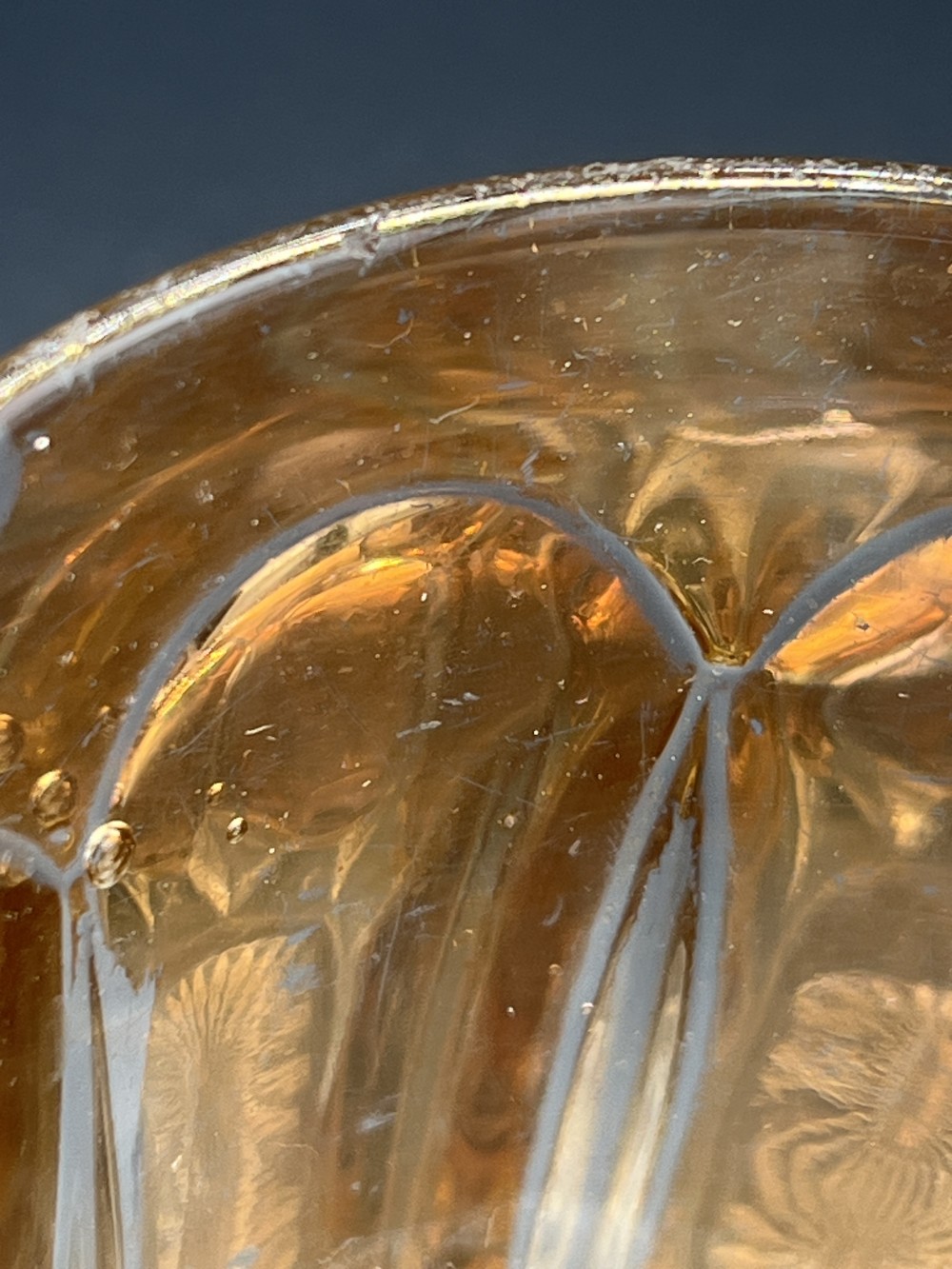 Vtg Set of 6 Amber faceted tumblers