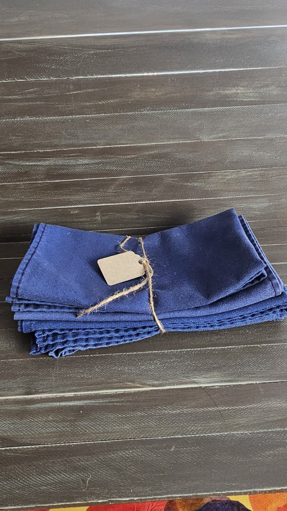 4 Vintage Blue fabric napkins