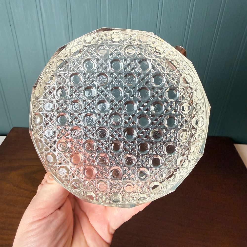 Vintage English Cut Glass Ashtray, Silverplate Rim, Marked England