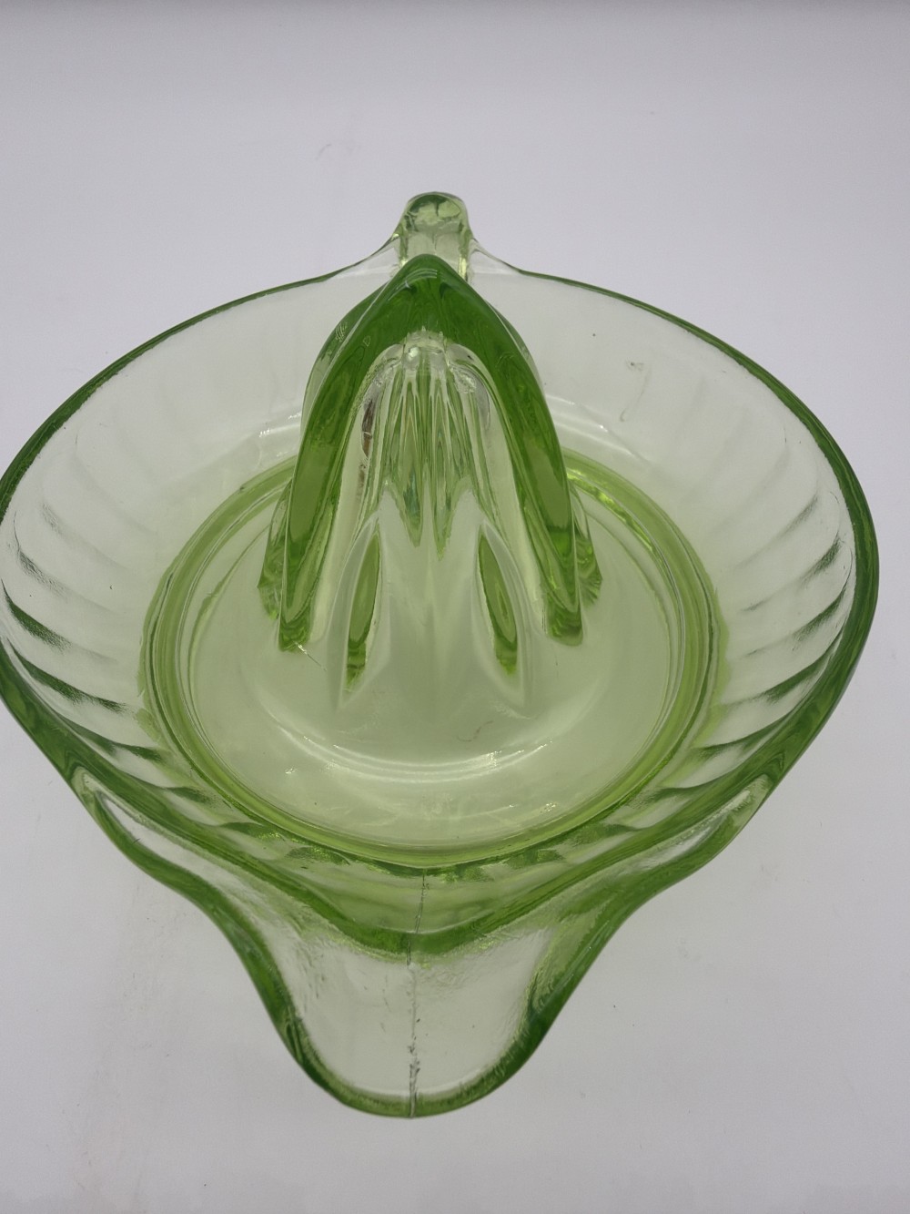 AS IS Uranium Glass Citrus Juicer