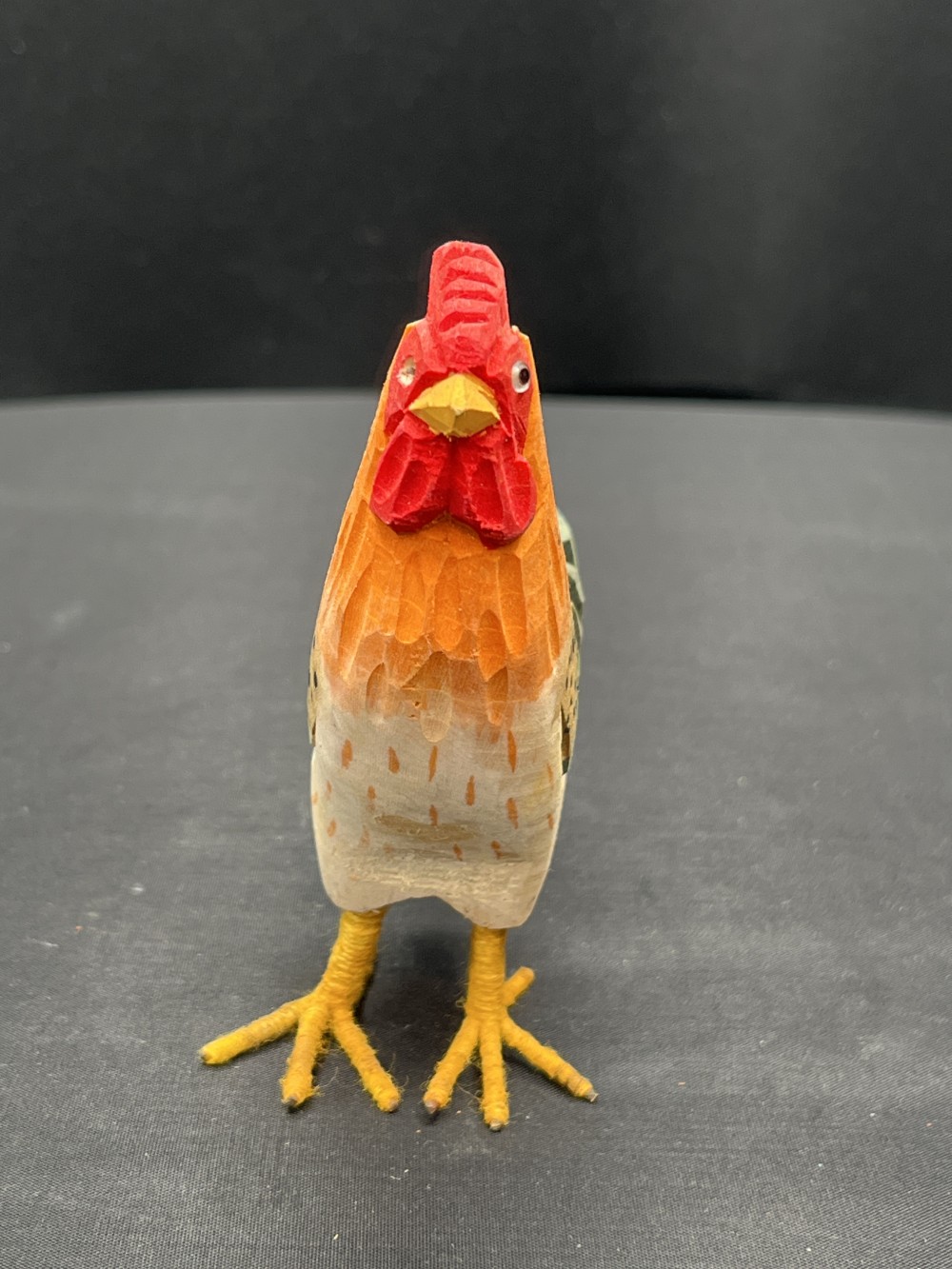 Colorful Carved Wood Rooster as is