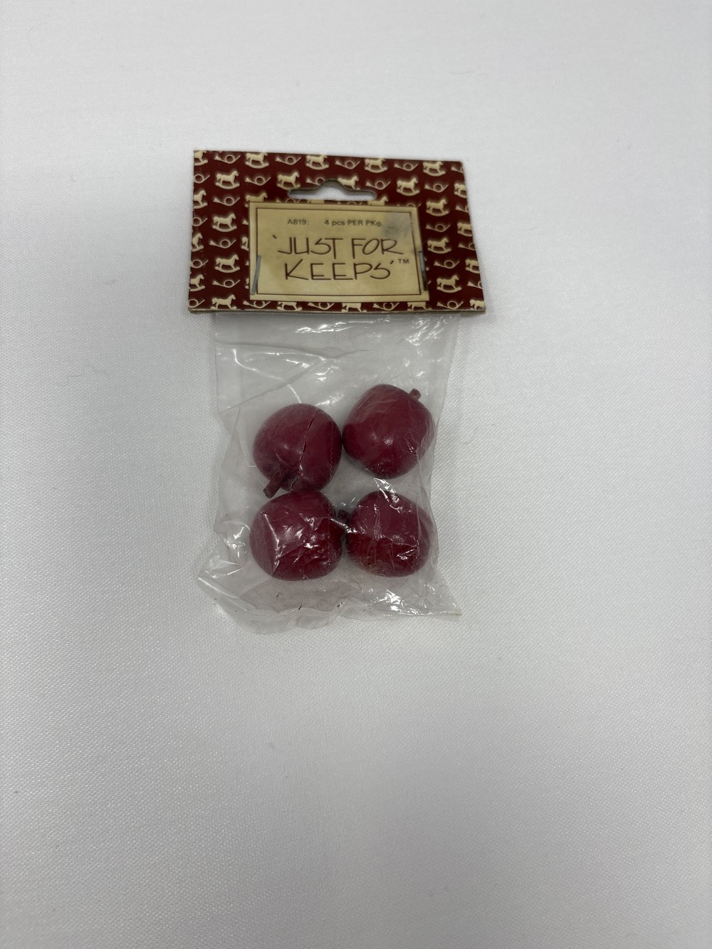 Miniature Red Wooden Apples Bag of 4