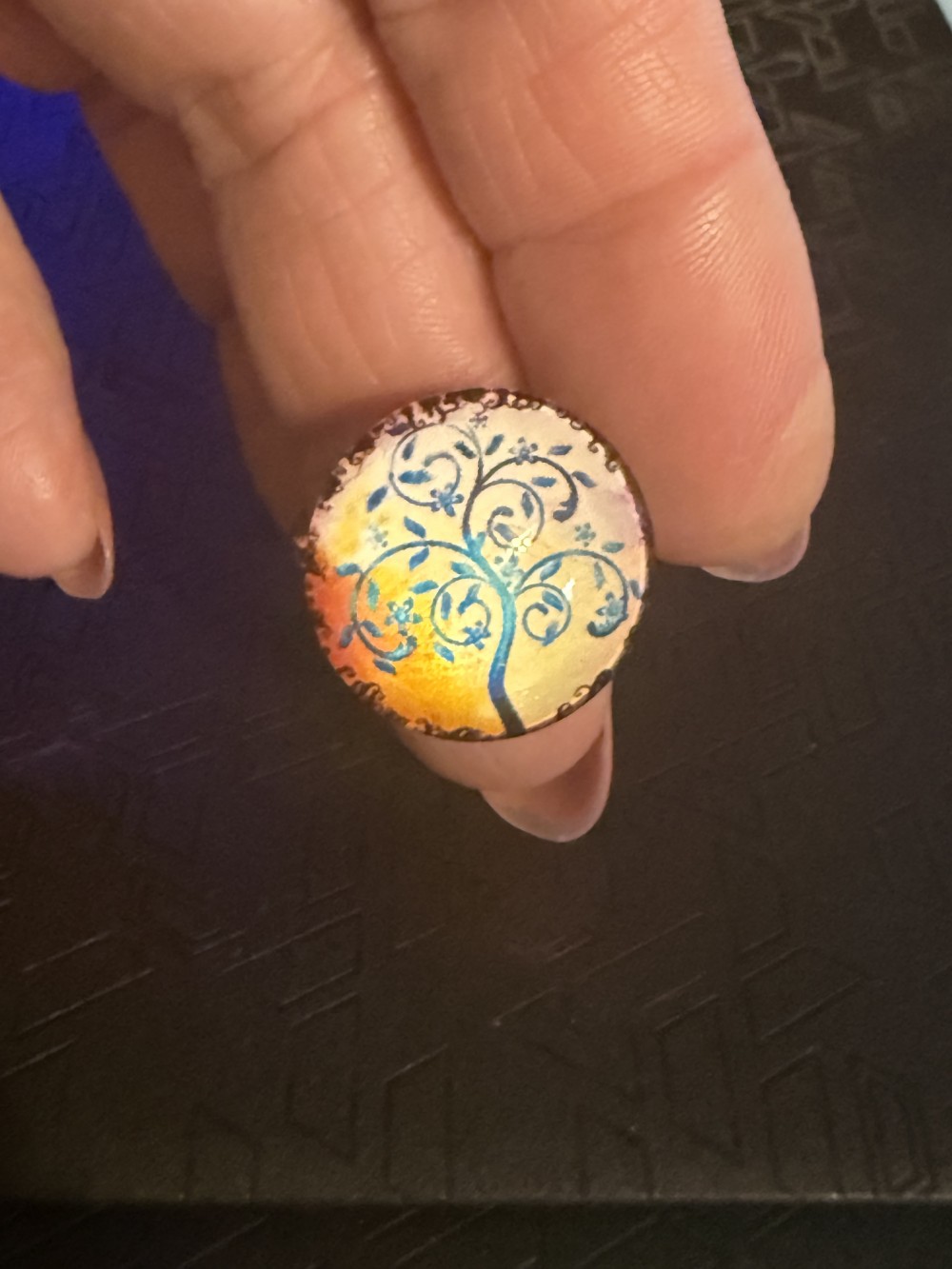 Adjustable Ring - Tree of Life Blue and Purple