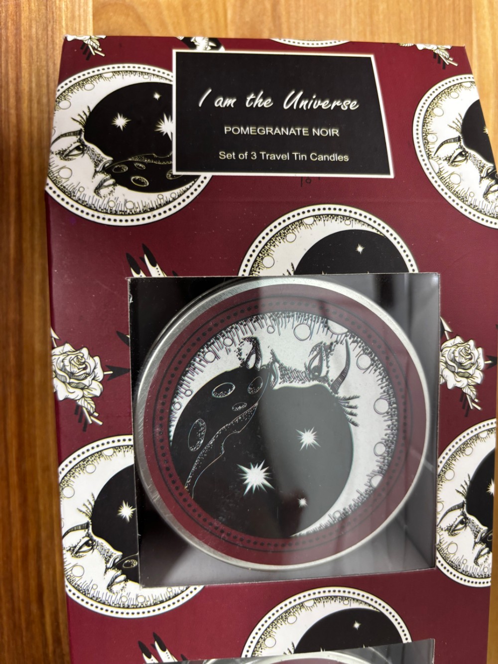 Candle Set I Am the Universe Pomegranate Noir 3 Travel Tins Celestial Gothic