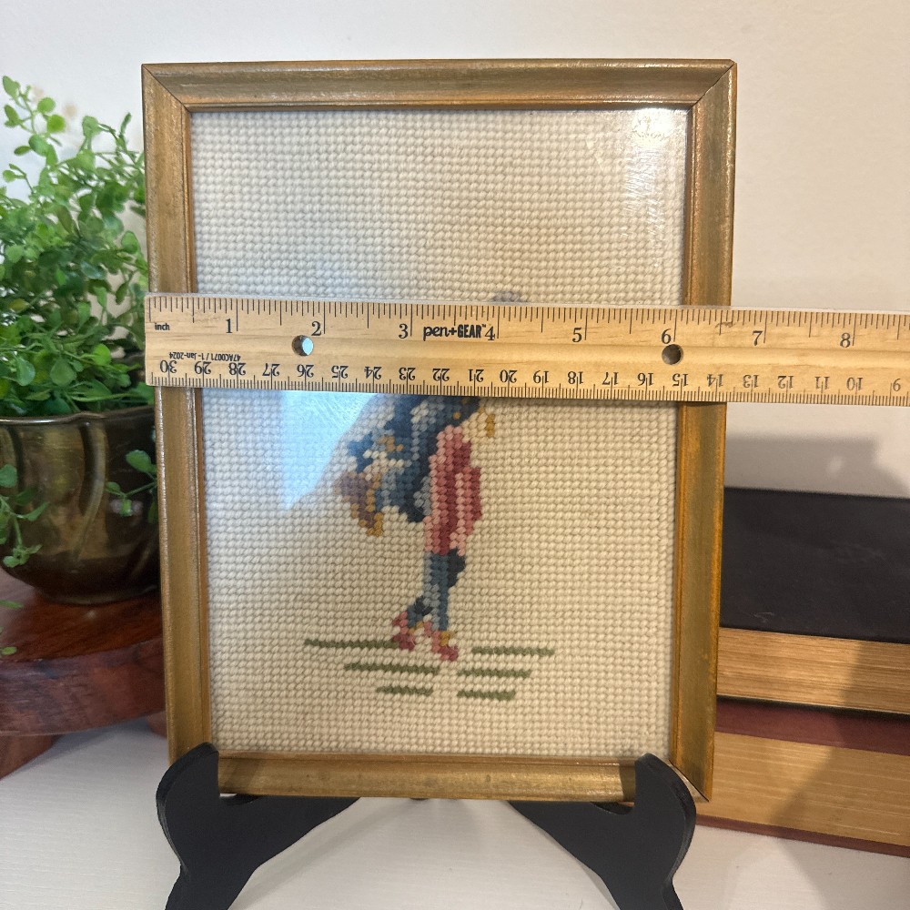 Framed Needlepoint Colonial Figure