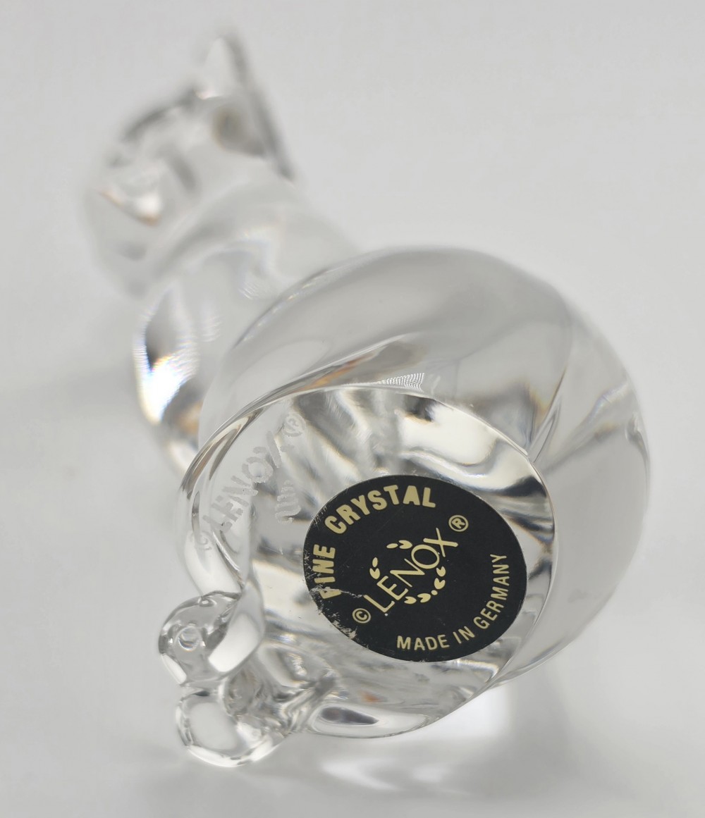 VTG 1993 Lenox Crystal Cat Frosted and Clear Set