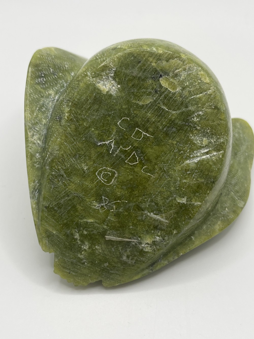 1985 Inuit green soapstone duck