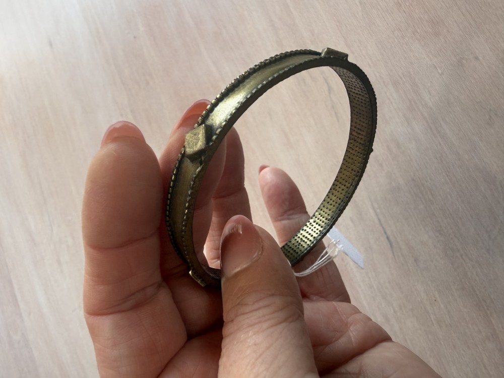 Bangle Style Bracelet - Bronze with Diamond Shapes and Dots