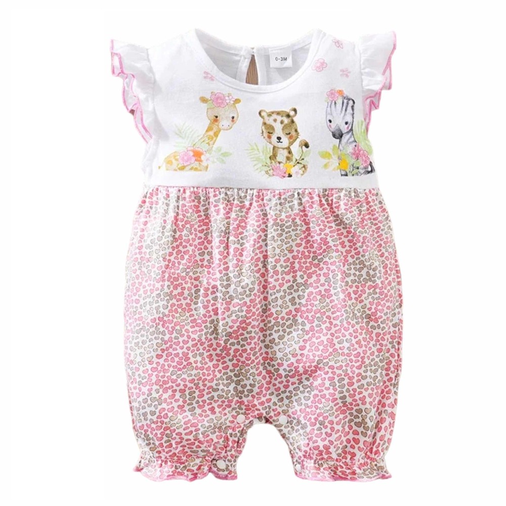 Flutter Baby Animals Dots Romper