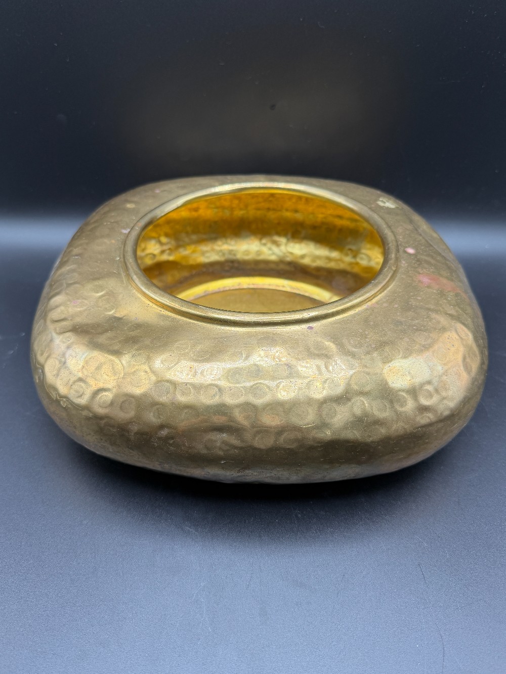 MCM Hammered Brass Square Shaped Planter Pot MCM
