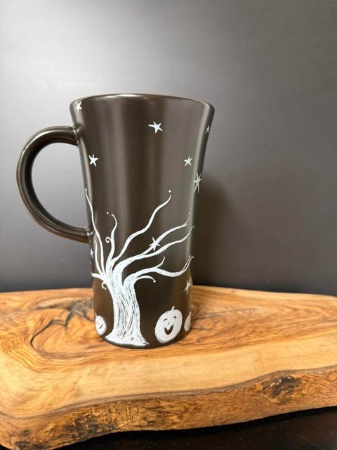 2007 Starbucks Black Halloween Cup Spooky Tree
