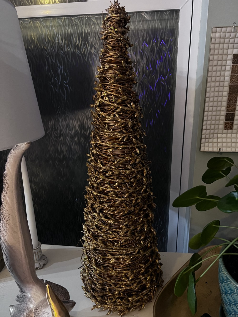 Grapevine Gold Sparkly Twig Christmas Tree Topiary