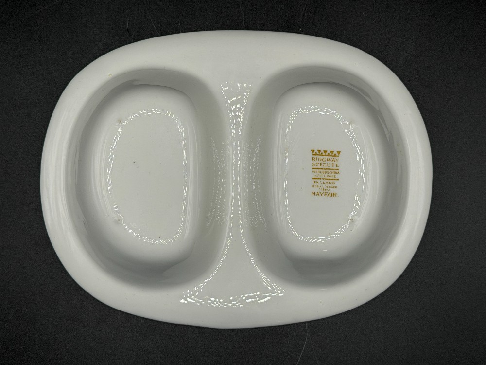 Ridgway Steelite Mayfair Pattern Yellow Divided Oval Pickle Relish Dish - Made in England Vitreous China