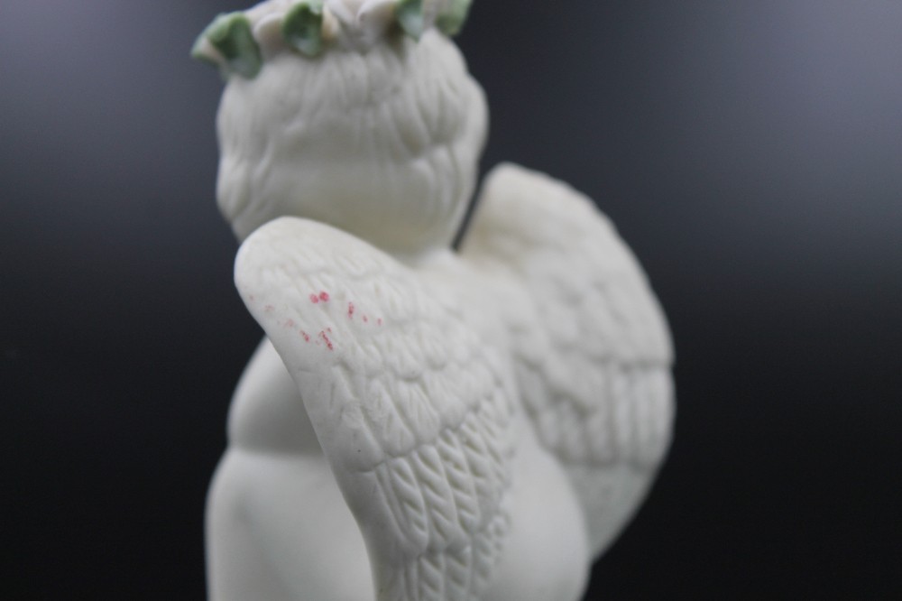 s/2 matte bisque sitting angel/cherub pot hugger