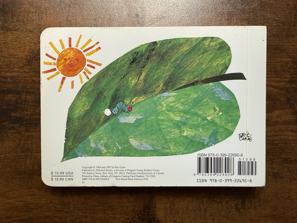 The very hungry caterpillar Eric Carle book