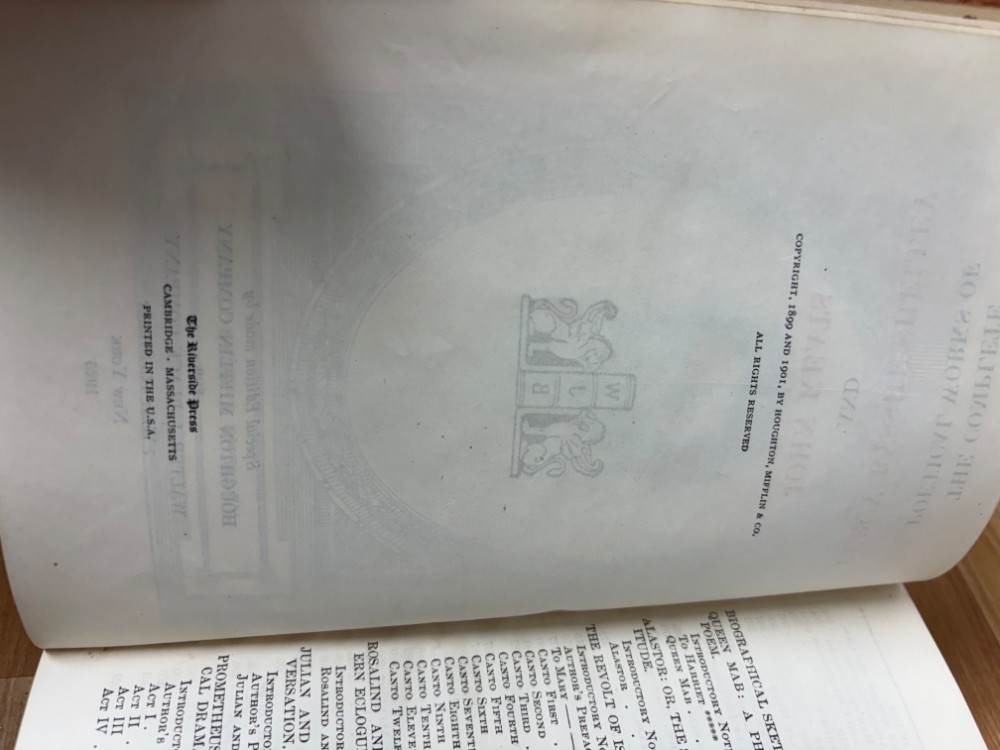 Book The Complete Poetical Works of Percy Bysshe Shelley & John Keats 1925 Hardcover Antique