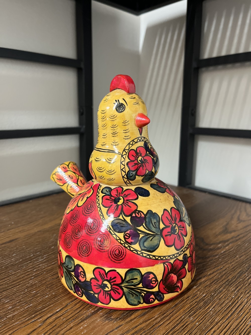 Vtg USSR wood hen, handpainted