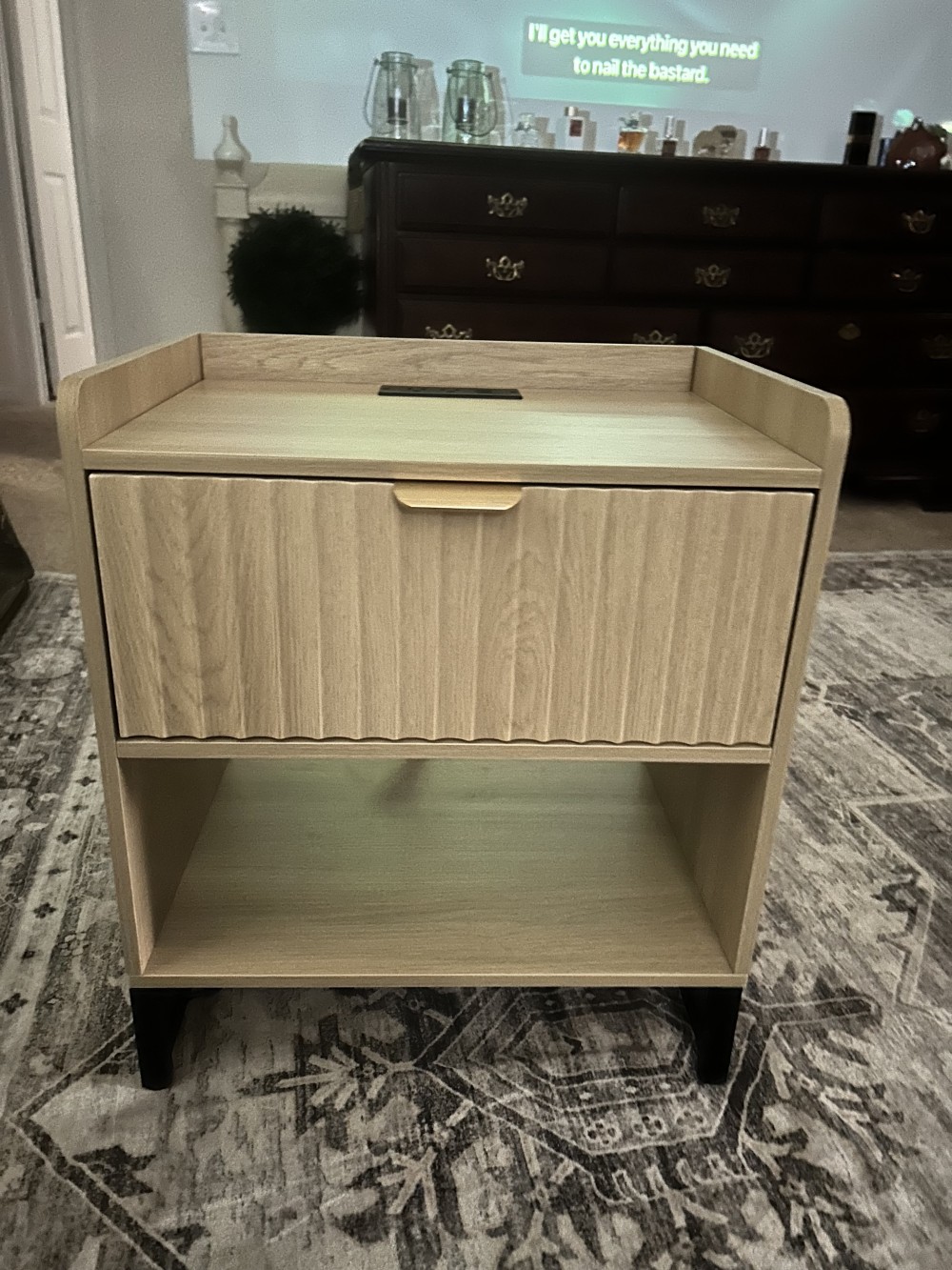 End Table / Nightstand Wood  w/Charging Station