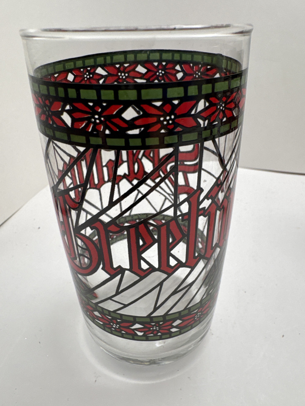 VINTAGE HOLIDAY GLASSES, STAINED GLASS STYLE (4)