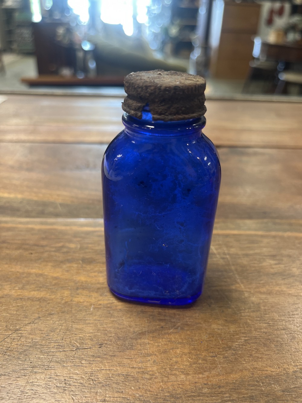Vtg cobalt blue medicine bottle