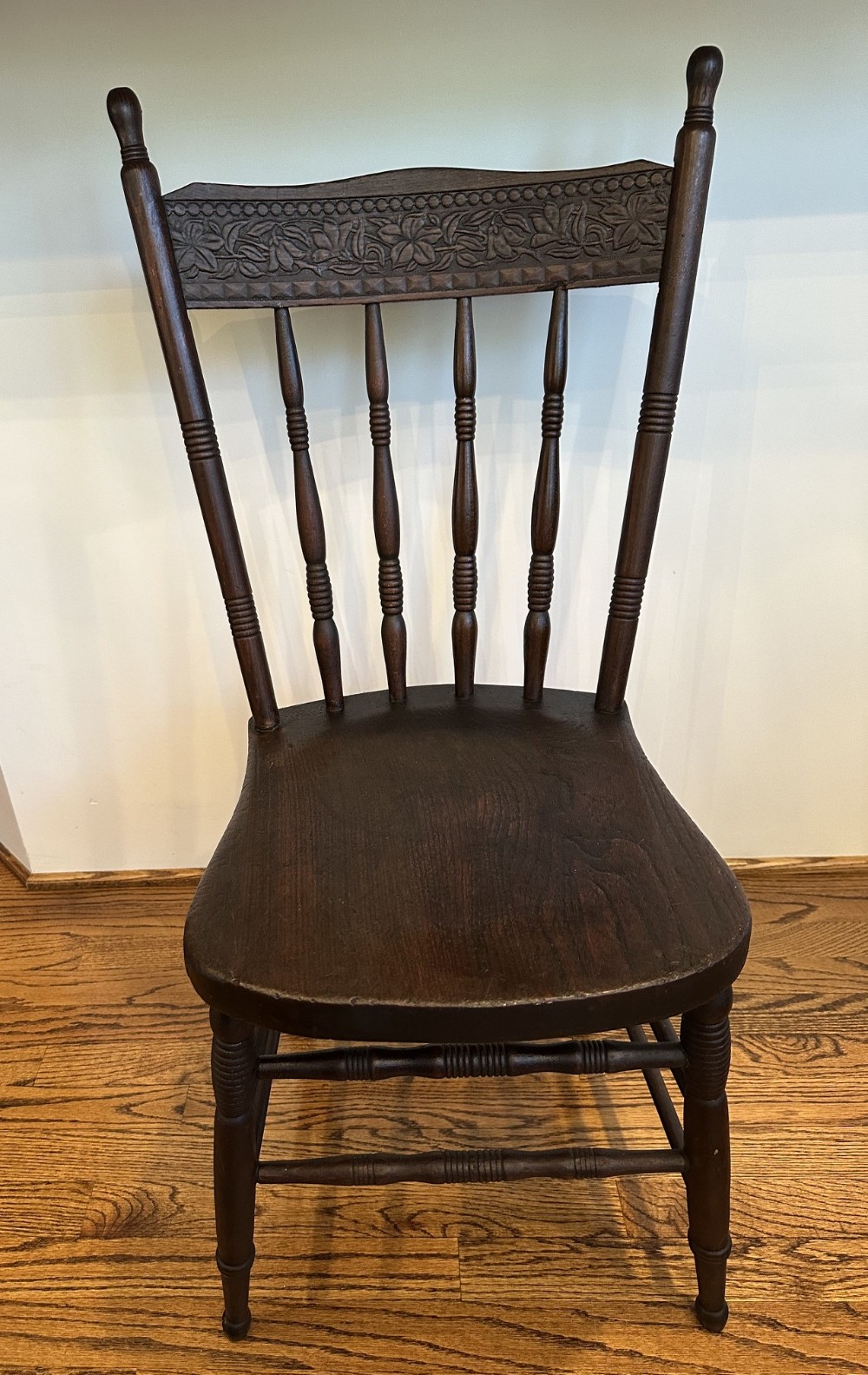 Antique Victorian Carved Back Oak Dining Chair