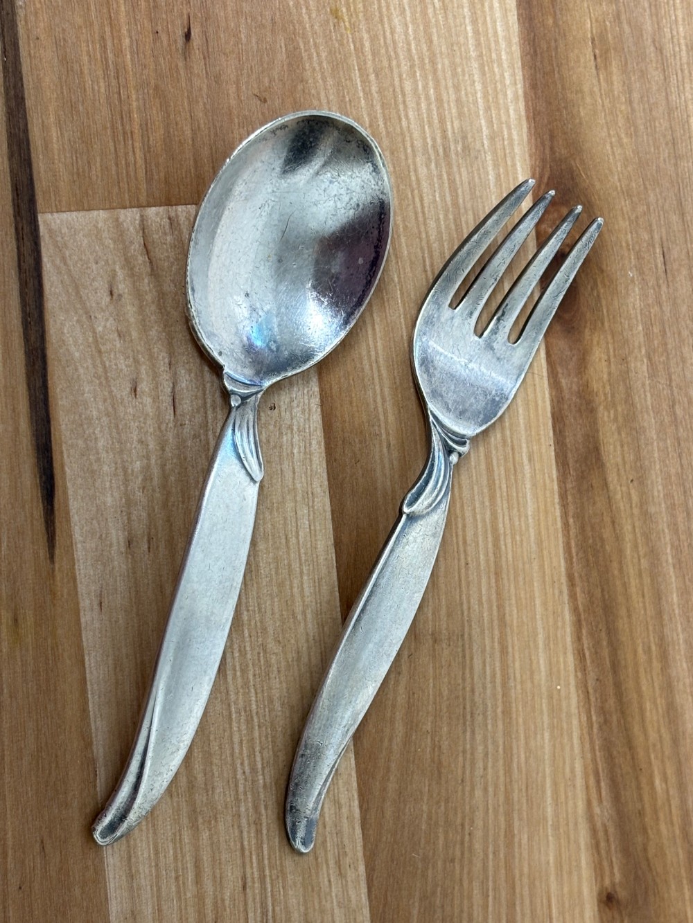 Childs Spoon Fork Set 1847 Rogers Bros Flair Silverplate Mid Century MCM