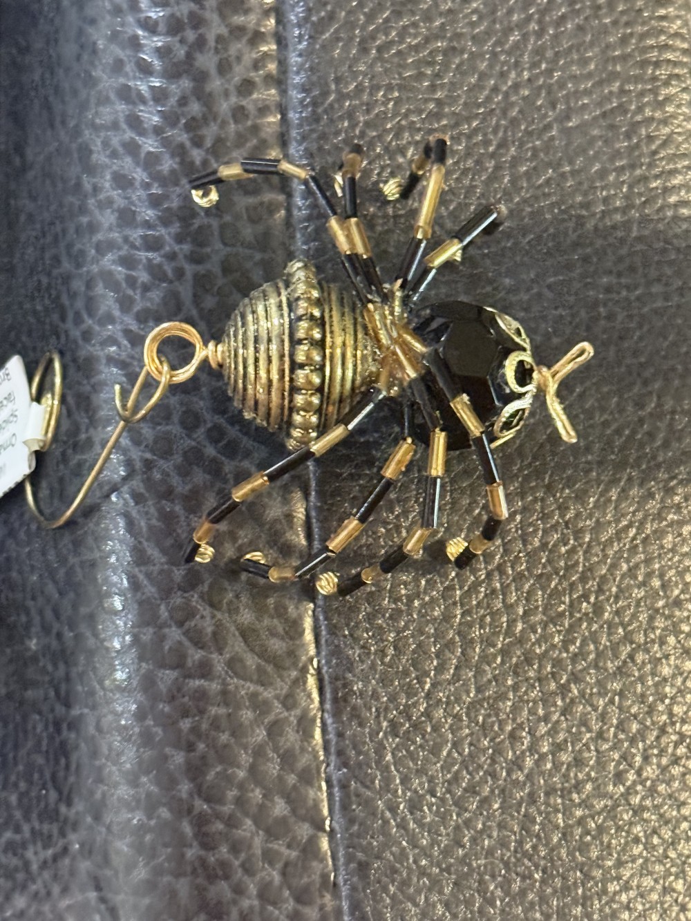 Ornament - Spider Black faceted and Bronze Metal