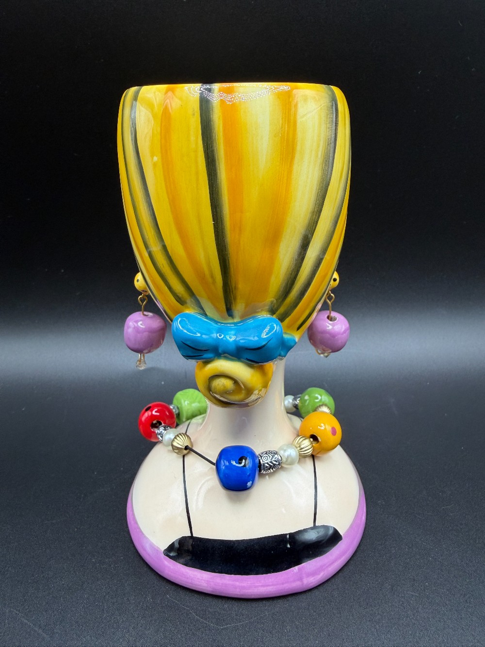 Vintage 1990s Babs Appletree Design Ceramic Lady Head Vase Planter