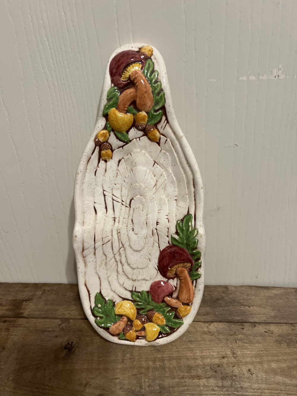 Vtg handmade mushroom spoon rest