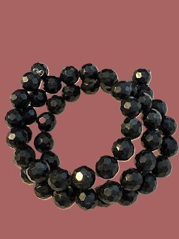Vintage Faceted Black Beads  Memory Wire Bracelet