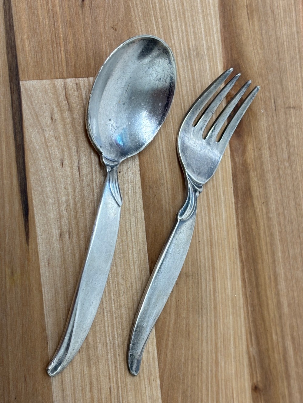 Childs Spoon Fork Set 1847 Rogers Bros Flair Silverplate Mid Century MCM