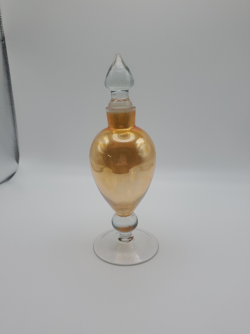 Amber Hand Blown Glass Perfume Bottle