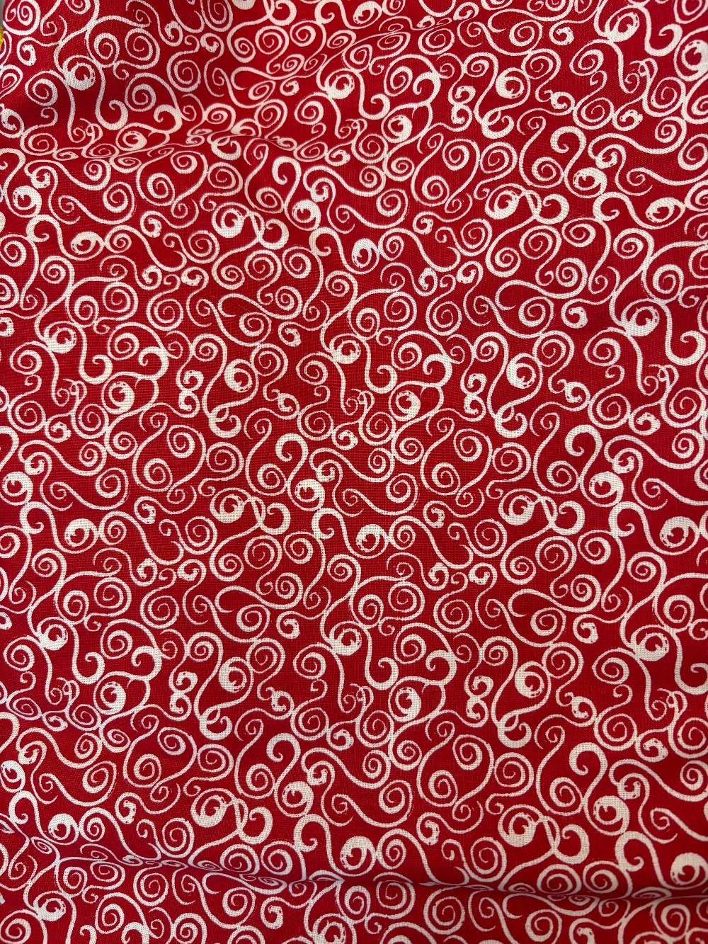 Hooked Swirls on Red by Jo-Anns Fabric - Cotton: